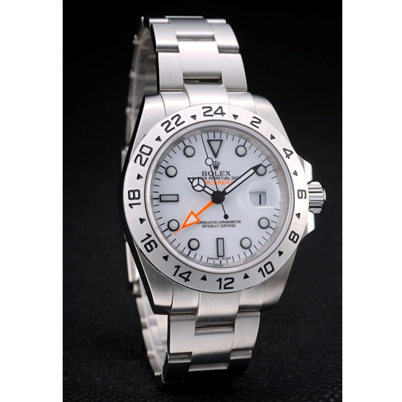 Rolex aaa copy Watch Steel Stainless Rolex Explorer Bezel Dial White 0624
